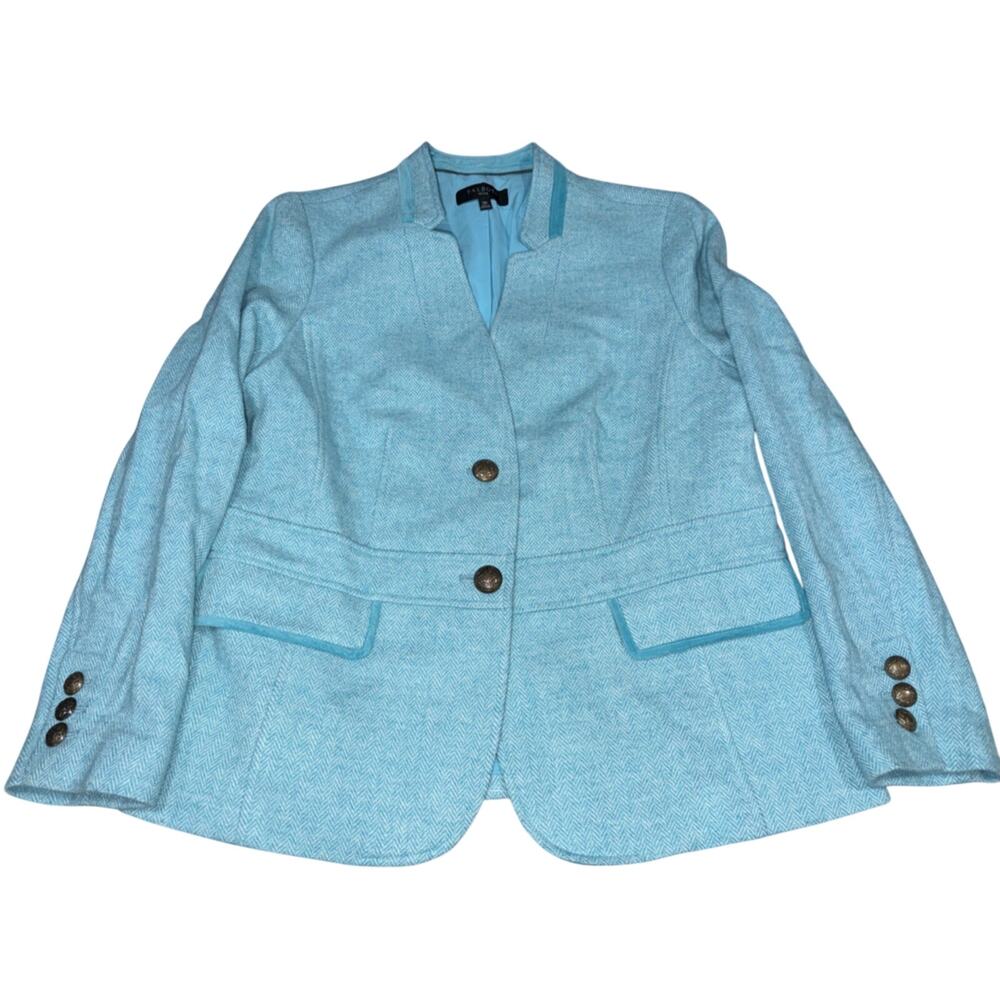 Talbots Petite 12P Light Blue Wool Blend Blazer Career Jacket
